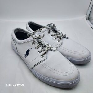 Polo Ralph Lauren Faxon Low White Leather Mens Sneakers Shoes Size 11D